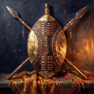 African Zulu Warrior Canvas Painting