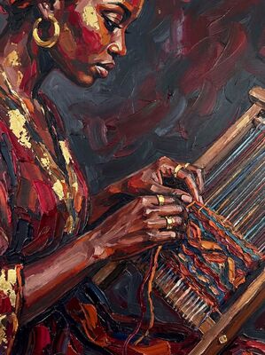 Golden Earring African Woman Canvas Wall Art