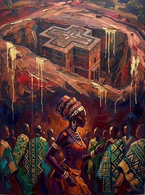 Ethiopian Lalibela Church Canvas Painting