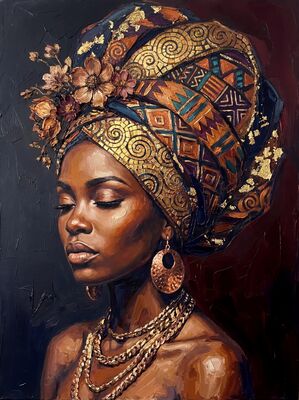 Serene African Woman Canvas Painting