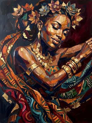 African Beauty Flower Crown Canvas Wall Art