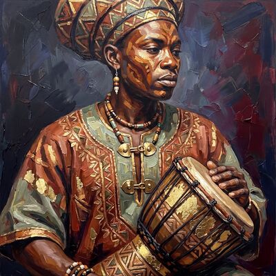 Djembe Drummer Portrait Canvas Wall Art