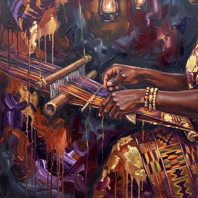Night Market Scene Canvas Painting