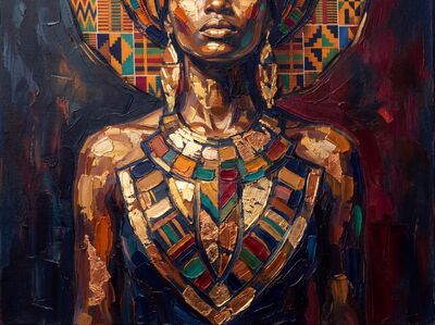 Tribal Geometric Shield Canvas Painting