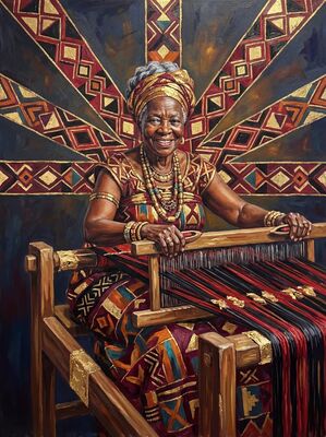 African Craft Weaving Canvas Painting