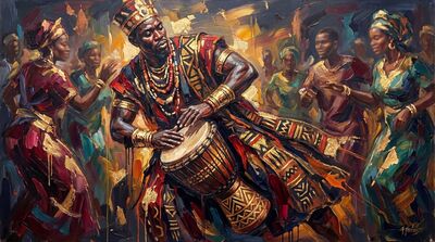 Djembe Player African Canvas Wall Art