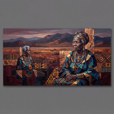 African Elder Silver Portrait Canvas Wall Art
