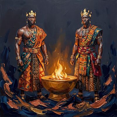 African Ceremonial Warriors Canvas Wall Art