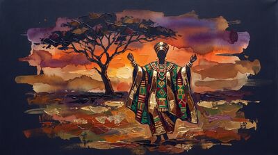 African Savanna Sunset Canvas Painting