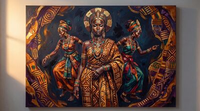 Abstract African Mudcloth Canvas Wall Art