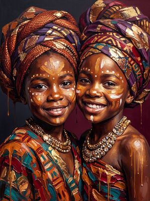 African Courtyard Play Canvas Painting