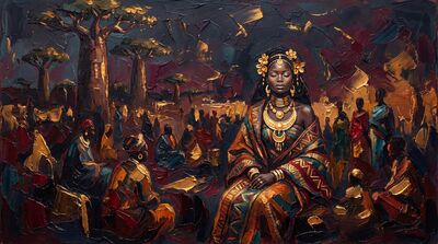 Gold Adorned African Woman Canvas Painting