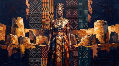 African Zimbabwe Stone Ruins Canvas Painting