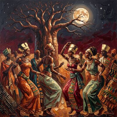 Baobab Under Stars Canvas Wall Art
