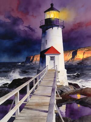 Acadia National Park Cadillac Mountain Sunrise Watercolor Canvas Print