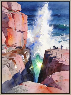 Acadia National Park Trail View Watercolor Canvas Print