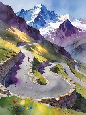 Alpe D Huez Watercolor Canvas Print