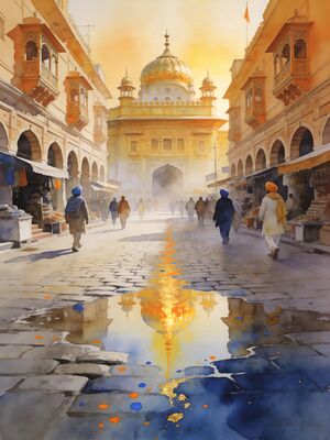Amritsar Jallianwala Bagh Memorial Watercolor Canvas Print
