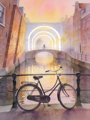 Amsterdam Albert Cuyp Market Morning Watercolor Canvas Print