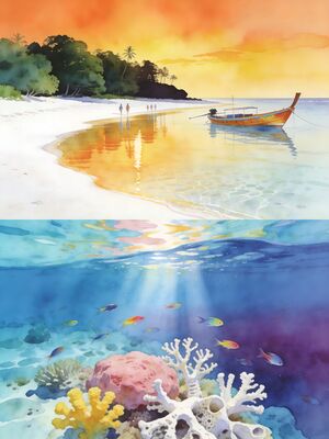 Andaman Islands Havelock Coral Reef Watercolor Canvas Print