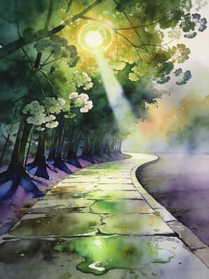 Arashiyama Bamboo Grove Path Watercolor Canvas Print