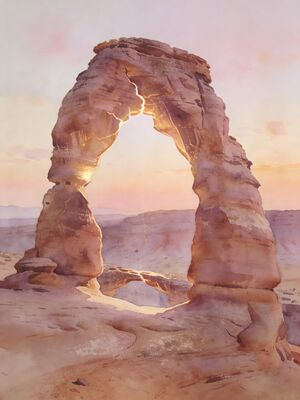 Arches National Park Trail View Watercolor Canvas Print