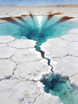 Atacama Desert Laguna Cejar Salt Lake Watercolor Canvas Print