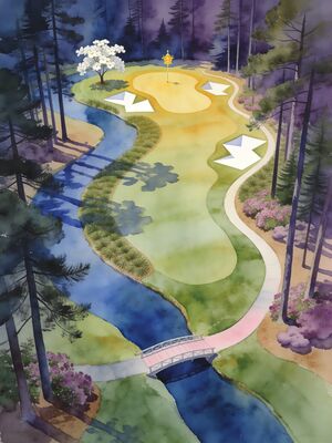 Augusta National Golden Hour Watercolor Canvas Print
