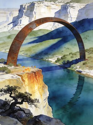 Austin Congress Bridge Skyline Watercolor Canvas Print