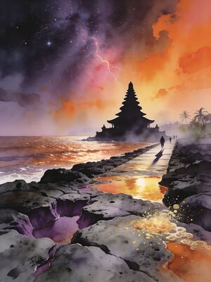 Bali Ubud Monkey Forest Path Watercolor Canvas Print