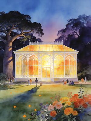Bangalore Cubbon Park Red Building Watercolor Canvas Print