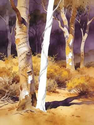 Blue Mountains Summit Panorama Watercolor Canvas Print