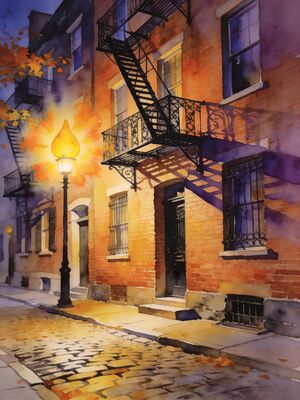 Boston Faneuil Hall Quincy Market Watercolor Canvas Print