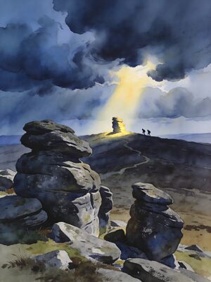 Cairngorms Plateau Panorama Watercolor Canvas Print