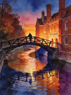 Cambridge Market Square Morning Stalls Watercolor Canvas Print