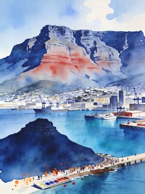 Cape Town Bo-Kaap Colorful Houses Watercolor Canvas Print