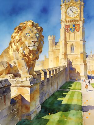 Cardiff Castle Quarter Victorian Arcades Watercolor Canvas Print