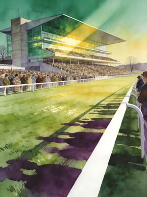 Cheltenham Racecourse Festival Grandstand Watercolor Canvas Print