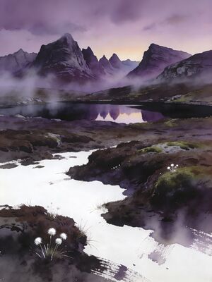 Connemara Twelve Bens from Bog Lake Watercolor Canvas Print