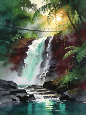 Coorg Coffee Plantation Mist Watercolor Canvas Print