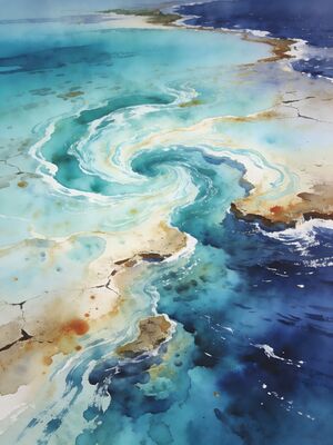 Crete Balos Sunset Coast Watercolor Canvas Print