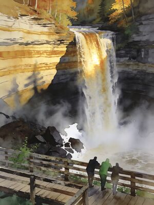 Cuyahoga Valley Brandywine Falls Forest Watercolor Canvas Print