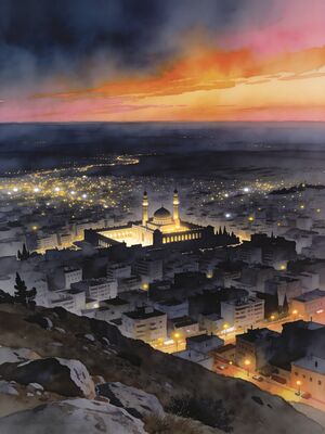 Damascus Al Hamidiyah Souk Morning Light Watercolor Canvas Print