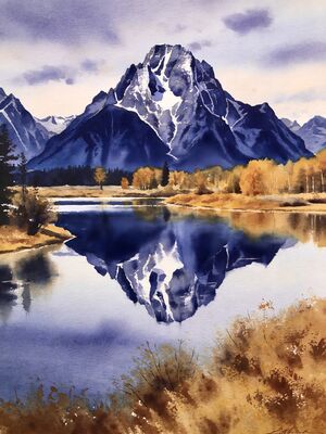 Denali from Wonder Lake Watercolor Canvas Print