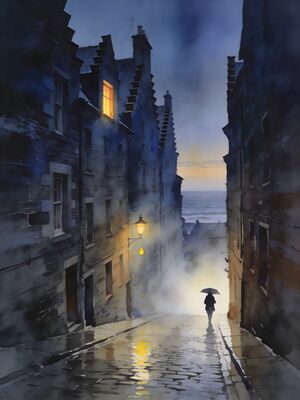 Edinburgh Dean Village Water of Leith Watercolor Canvas Print