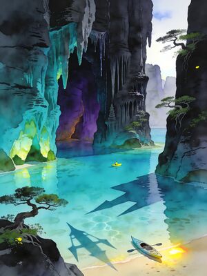 El Nido Palawan Big Lagoon Watercolor Canvas Print