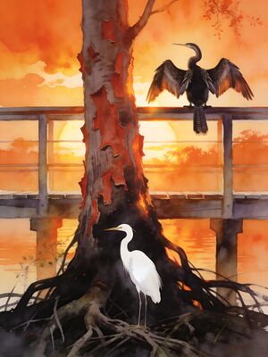 Everglades Ten Thousand Islands Kayak View Watercolor Canvas Print