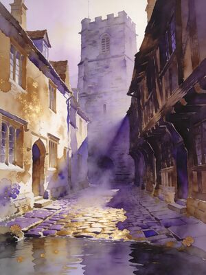 Exeter Pannier Market Morning Stalls Watercolor Canvas Print