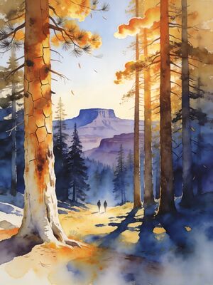 Flagstaff San Francisco Peaks Ponderosa Pines Watercolor Canvas Print