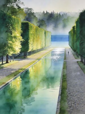 Fontainebleau Palace Facade Watercolor Canvas Print